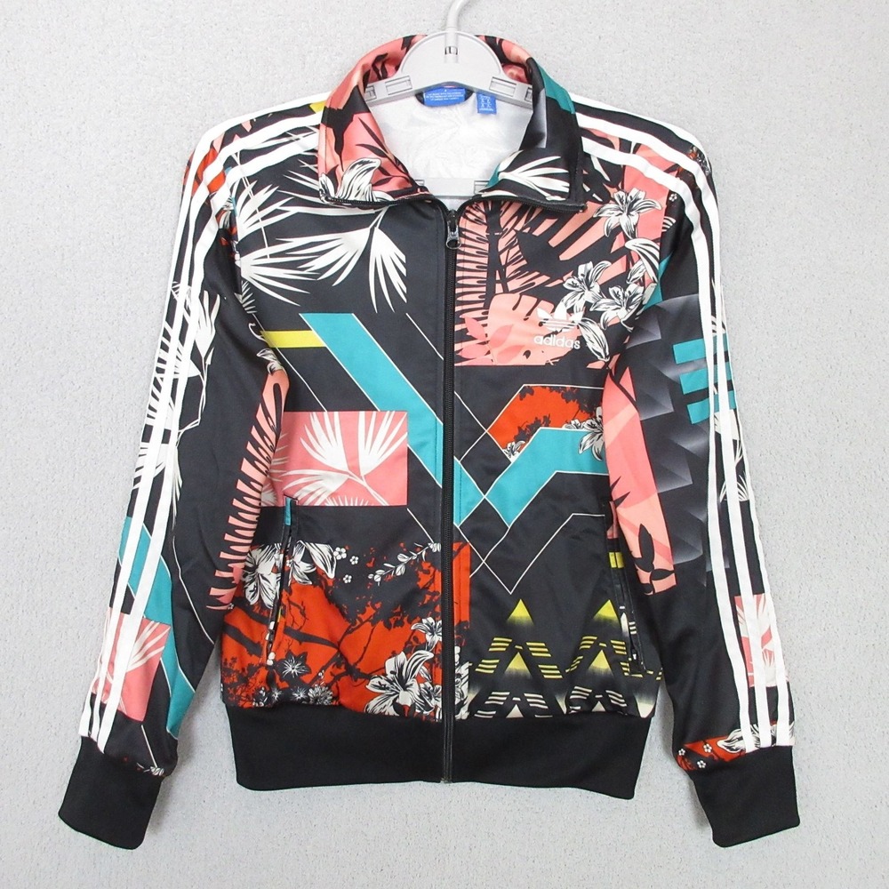 Adidas Originals Women S Floral Tropical Geometric Trefoil Track Jacket Multi